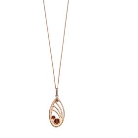 Rose Gold Plated Quilling Design Smoky Topaz Coloured Crystal Pendant