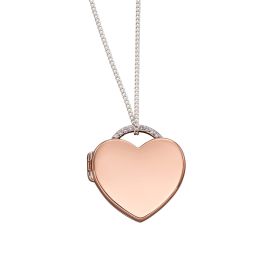Fiorelli Rose Gold Plated Heart Locket with Cubic Zirconia