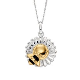 Bee and Flower Gold Plate Pendant