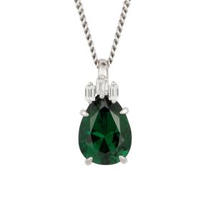 Teardrop Emerald Green Crystal and CZ Necklace