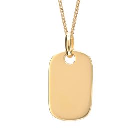 Recycled Silver Rounded Rectangle Tag Pendant with Yellow Gold Plating