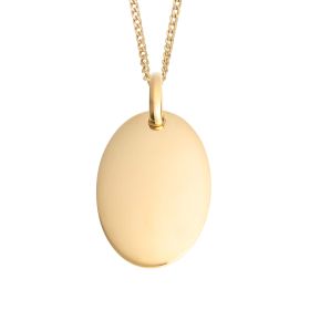 Recycled Silver Oval Tag Pendant with Yellow Gold Plating