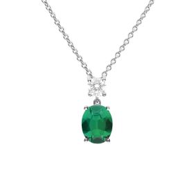 Diamonfire Oval Emerald Green Zirconia Drop Pendant