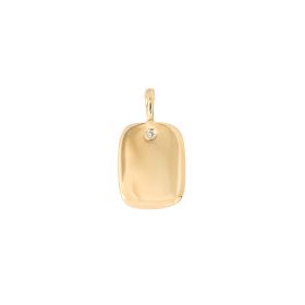 Rectangular Tag Pendant in Yellow Gold Plated Recycled Silver with Diamond