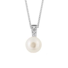 Pearl Pendant with Pave Cubic Zirconia