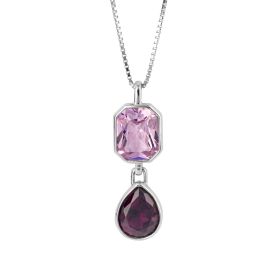 Fiorelli Octagon and Teardrop Shaped Drop Pendant with Amethyst Crystal