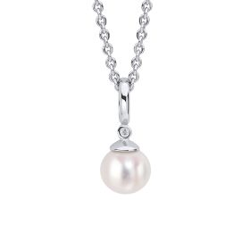 Pearl Drop Pendant with Diamond