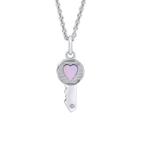 Key Heart Pendant with Diamond