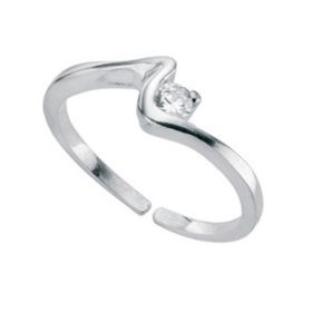 Wave Toe Ring with CZ