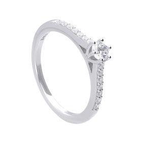 Diamonfire Solitaire Ring with Pave Shoulders