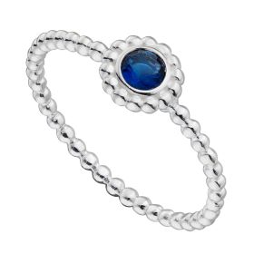 Bead Ring with Sapphire Blue Crystal (R3773L)-50
