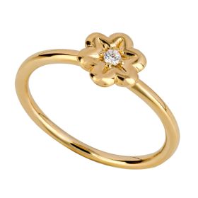 Puffed Flower Ring with CZ