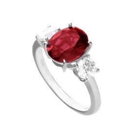 Diamonfire Ruby Red Oval Trilogy Ring