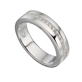 1/2 Channel Set Band Ring with CZ