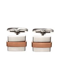 Fred Bennett Square Cufflinks with Brown IP Plated Stripe
