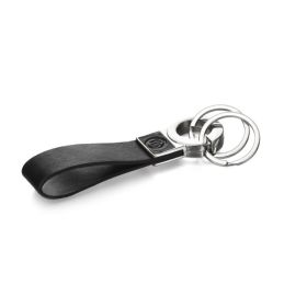 Fred Bennett Double Ring Black Leather Key Chain