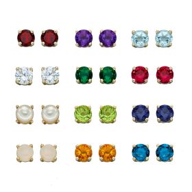 Birthstone Stud Earrings Kit (with Cubic Zirconia April) in 9ct Gold