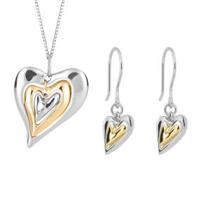 Fiorelli Organic Heart Pendant and Earrings Set